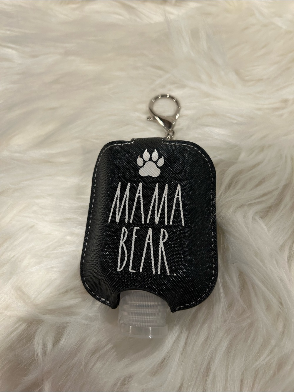 Rae Dunn Black 'MAMA BEAR' Keychain Hand Sanitizer Holder